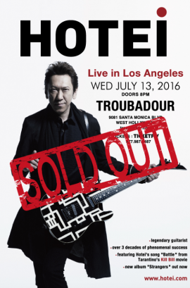 Hotei performs first ever show in Los Angeles to a sell out crowd, and returns to New York